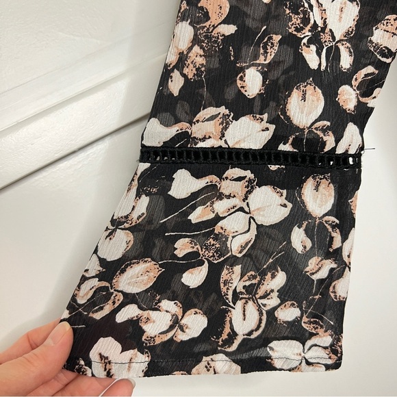 Garnet Hill Black Floral Eyelet Trim Silk Dress - Picture 5 of 13